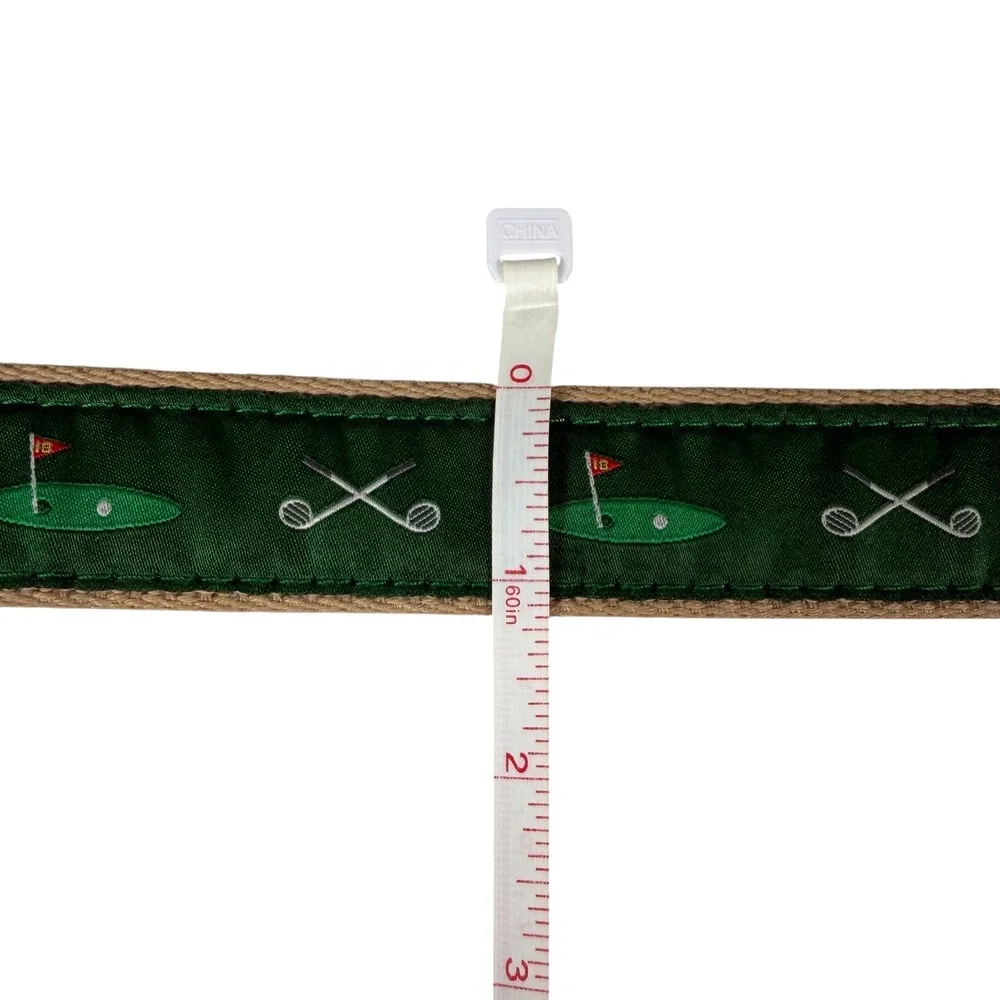 J. Bailey Kids Golf Buddy Belt Green Tan Canvas Leather Size 24 USA Made